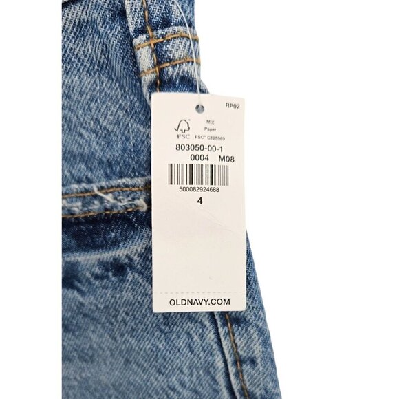 Old Navy High Rise OG Straight Womens Sz 4 Fray Shorty Short Distressed Blue NEW - Picture 3 of 12